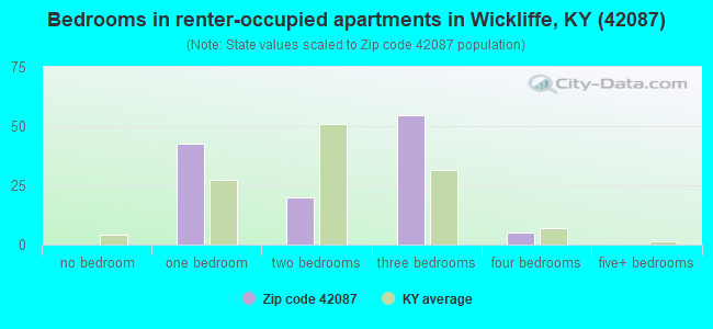 Bedrooms in renter-occupied apartments in Wickliffe, KY (42087) 