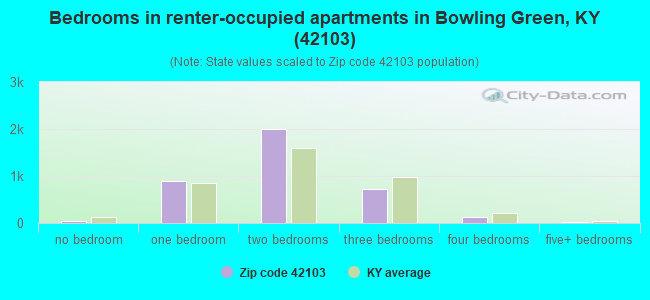 Bedrooms in renter-occupied apartments in Bowling Green, KY (42103) 