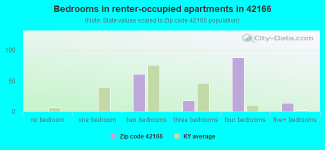 Bedrooms in renter-occupied apartments in 42166 