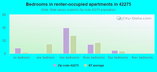 Bedrooms in renter-occupied apartments in 42275 