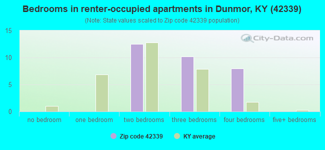 Bedrooms in renter-occupied apartments in Dunmor, KY (42339) 
