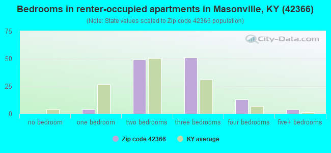 Bedrooms in renter-occupied apartments in Masonville, KY (42366) 