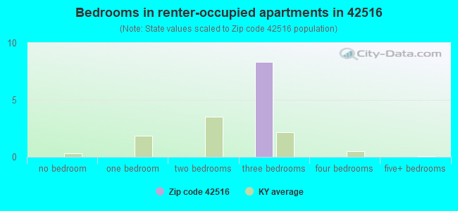 Bedrooms in renter-occupied apartments in 42516 