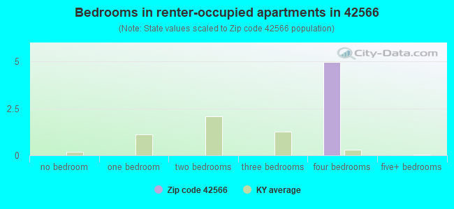 Bedrooms in renter-occupied apartments in 42566 