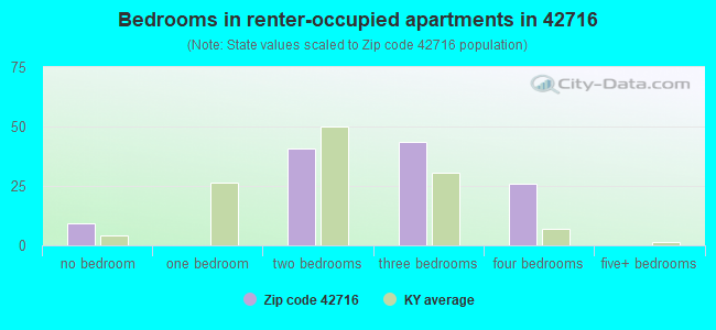 Bedrooms in renter-occupied apartments in 42716 