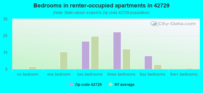Bedrooms in renter-occupied apartments in 42729 