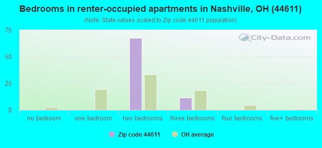 Bedrooms in renter-occupied apartments in Nashville, OH (44611) 