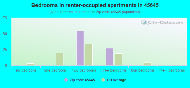 Bedrooms in renter-occupied apartments in 45645 