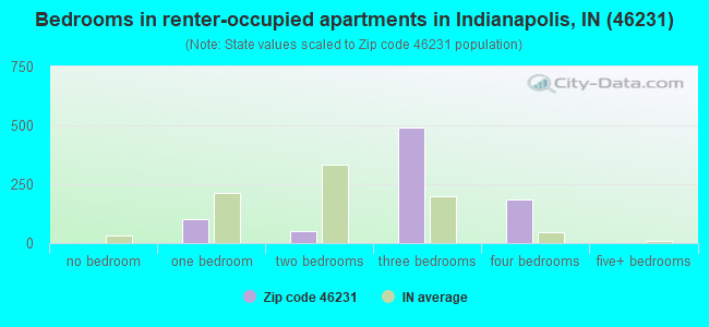 Bedrooms in renter-occupied apartments in Indianapolis, IN (46231) 