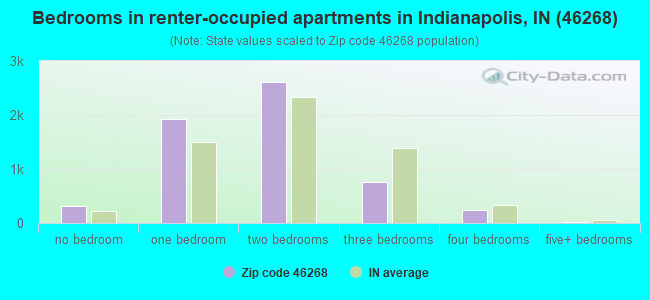 Bedrooms in renter-occupied apartments in Indianapolis, IN (46268) 