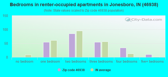 Bedrooms in renter-occupied apartments in Jonesboro, IN (46938) 
