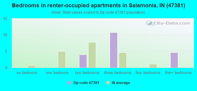 Bedrooms in renter-occupied apartments in Salamonia, IN (47381) 