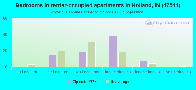 Bedrooms in renter-occupied apartments in Holland, IN (47541) 