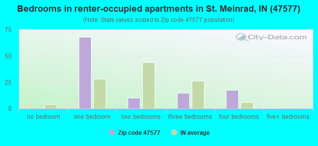 Bedrooms in renter-occupied apartments in St. Meinrad, IN (47577) 