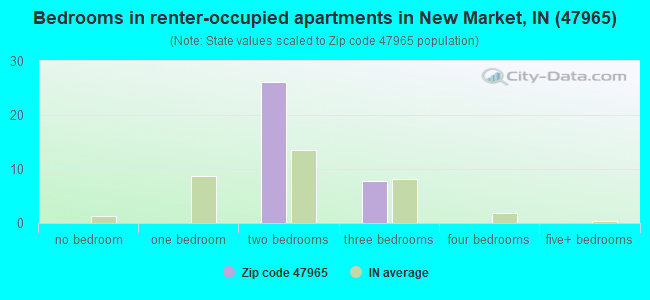Bedrooms in renter-occupied apartments in New Market, IN (47965) 