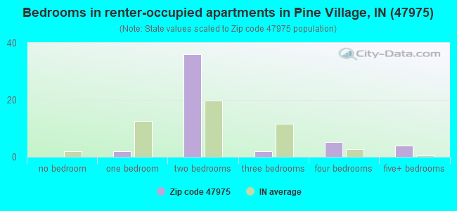 Bedrooms in renter-occupied apartments in Pine Village, IN (47975) 