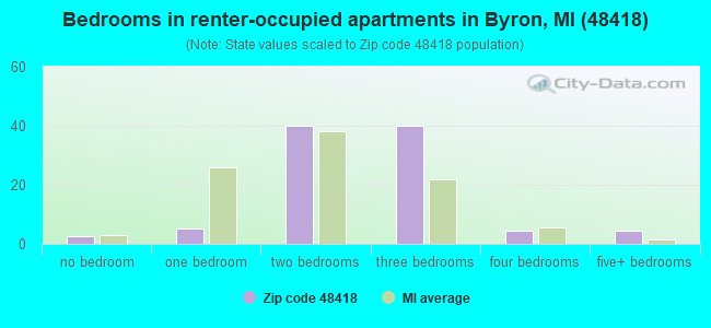 Bedrooms in renter-occupied apartments in Byron, MI (48418) 