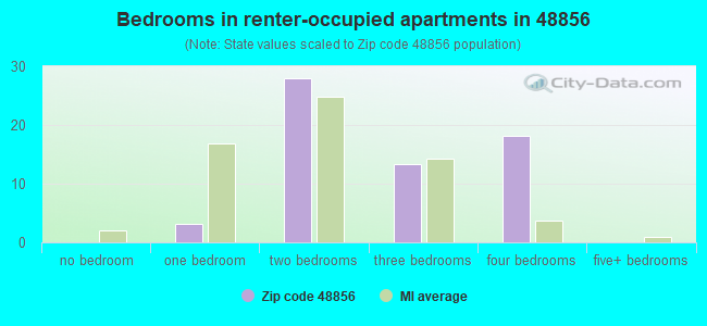 Bedrooms in renter-occupied apartments in 48856 