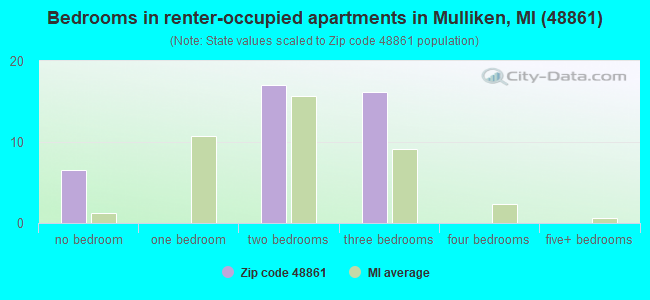 Bedrooms in renter-occupied apartments in Mulliken, MI (48861) 