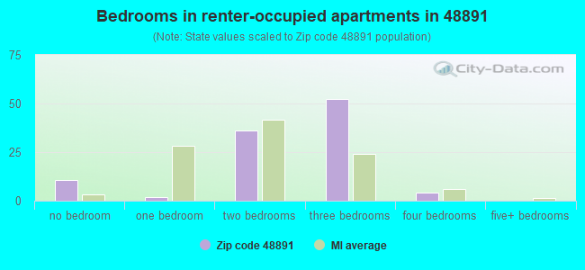 Bedrooms in renter-occupied apartments in 48891 