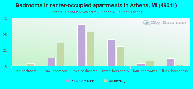 Bedrooms in renter-occupied apartments in Athens, MI (49011) 