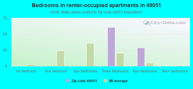 Bedrooms in renter-occupied apartments in 49051 