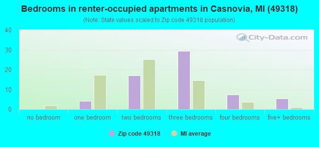 Bedrooms in renter-occupied apartments in Casnovia, MI (49318) 