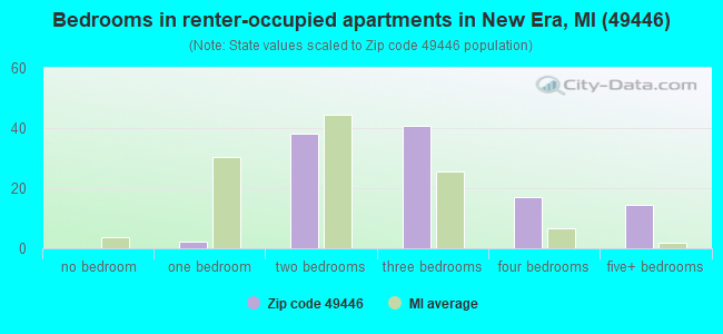 Bedrooms in renter-occupied apartments in New Era, MI (49446) 