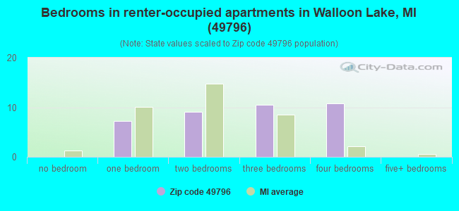 Bedrooms in renter-occupied apartments in Walloon Lake, MI (49796) 