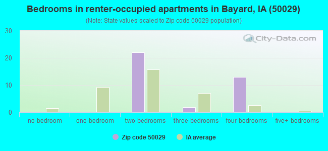 Bedrooms in renter-occupied apartments in Bayard, IA (50029) 