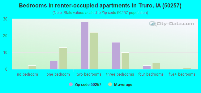 Bedrooms in renter-occupied apartments in Truro, IA (50257) 