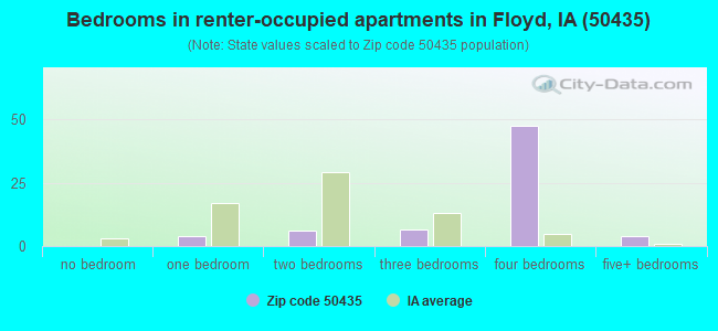 Bedrooms in renter-occupied apartments in Floyd, IA (50435) 