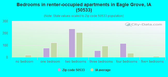 Bedrooms in renter-occupied apartments in Eagle Grove, IA (50533) 