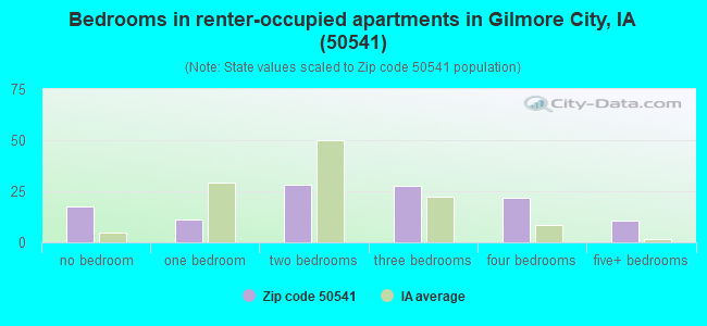 Bedrooms in renter-occupied apartments in Gilmore City, IA (50541) 