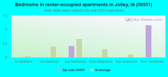 Bedrooms in renter-occupied apartments in Jolley, IA (50551) 