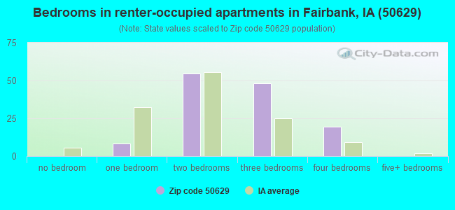 Bedrooms in renter-occupied apartments in Fairbank, IA (50629) 