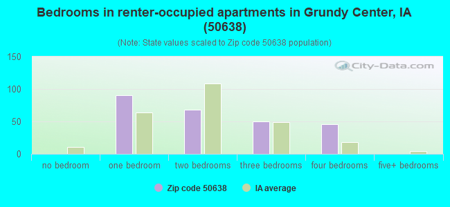 Bedrooms in renter-occupied apartments in Grundy Center, IA (50638) 