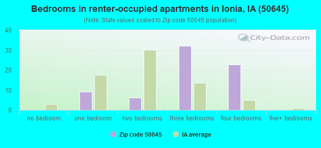 Bedrooms in renter-occupied apartments in Ionia, IA (50645) 