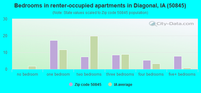 Bedrooms in renter-occupied apartments in Diagonal, IA (50845) 