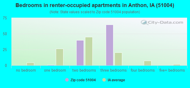 Bedrooms in renter-occupied apartments in Anthon, IA (51004) 