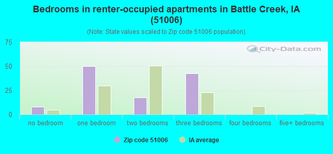 Bedrooms in renter-occupied apartments in Battle Creek, IA (51006) 