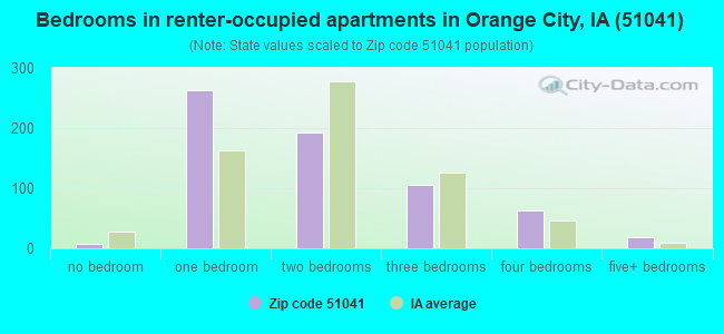 Bedrooms in renter-occupied apartments in Orange City, IA (51041) 