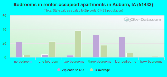 Bedrooms in renter-occupied apartments in Auburn, IA (51433) 