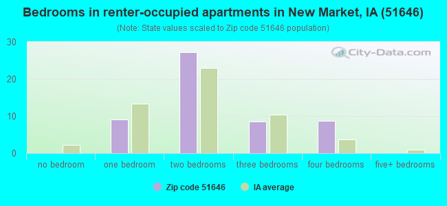 Bedrooms in renter-occupied apartments in New Market, IA (51646) 