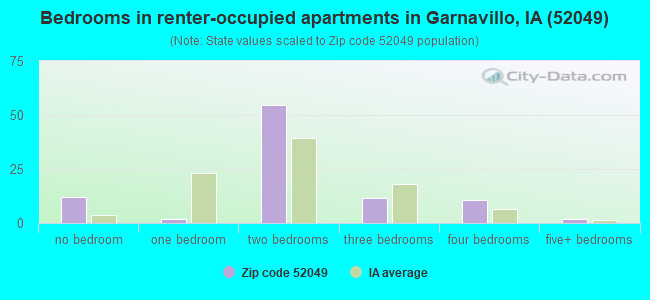 Bedrooms in renter-occupied apartments in Garnavillo, IA (52049) 