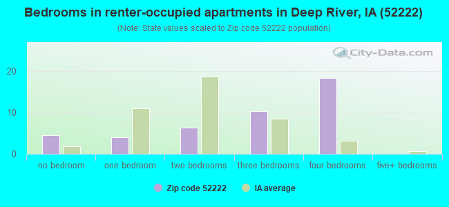 Bedrooms in renter-occupied apartments in Deep River, IA (52222) 