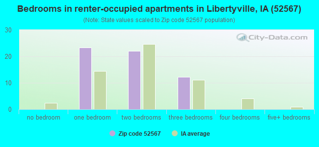 Bedrooms in renter-occupied apartments in Libertyville, IA (52567) 