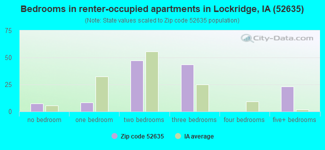 Bedrooms in renter-occupied apartments in Lockridge, IA (52635) 