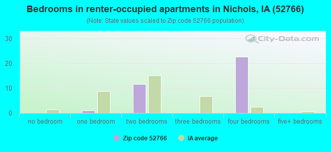 Bedrooms in renter-occupied apartments in Nichols, IA (52766) 