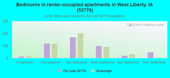 Bedrooms in renter-occupied apartments in West Liberty, IA (52776) 